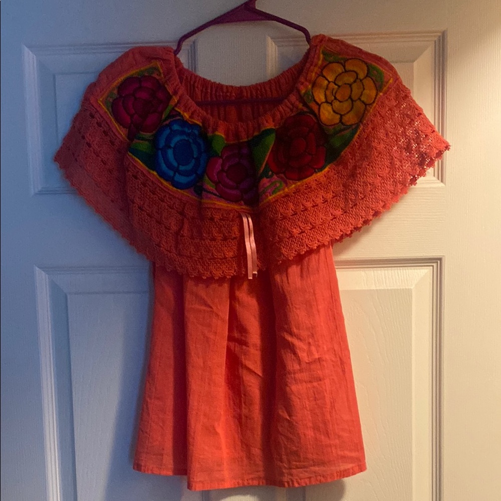 Vibrant Orange Embroidered Top